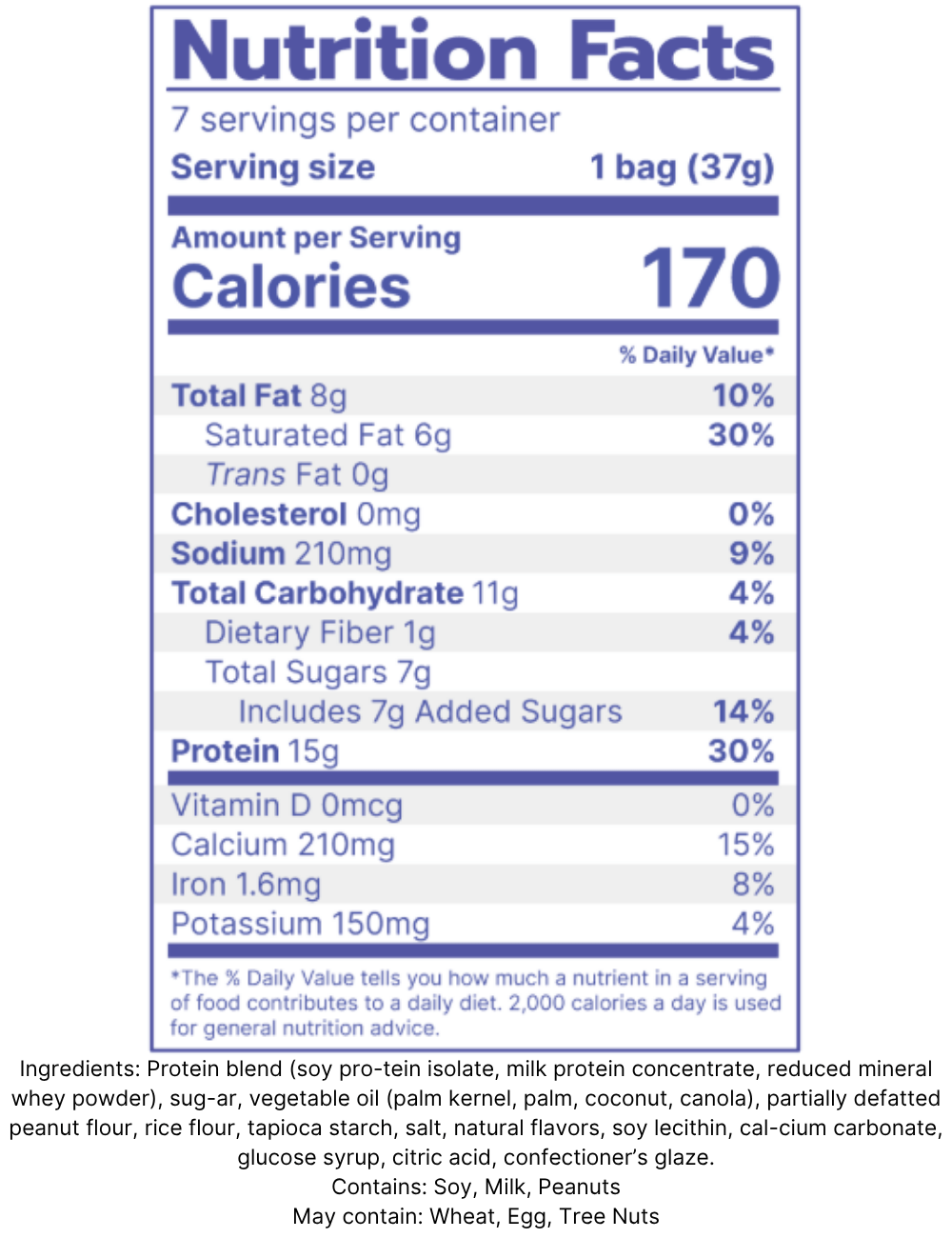 170 calories, 15g protein